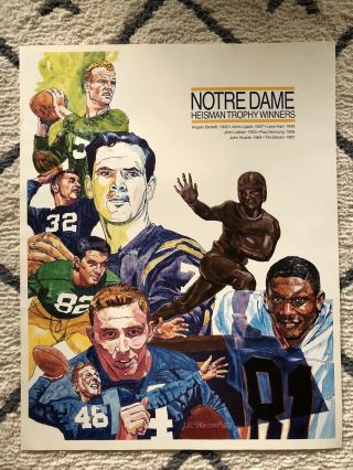 Notre Dame Football Heisman Trophy Winners - Vintage Poster