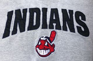 Vtg Cleveland Indians SEWN Chief Wahoo Starter Grey Sweatshirt Men’s size Medium 3