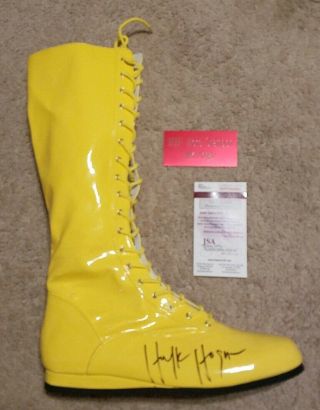 Hulk Hogan Autographed Yellow Wrestling Boot Wwe Jsa Authentication Size 12