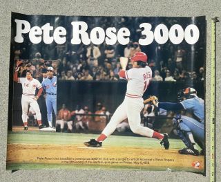 Pete Rose 3000th Hit Poster 1978 18X23 Cincinnati Reds Stadium giveaway 2