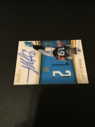 2018 IMMACULATE DJ MOORE RPA ROOKIE NUMBERS 2 COLOR ON CARD AUTO PATCH SSP 8/12 3