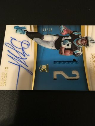 2018 IMMACULATE DJ MOORE RPA ROOKIE NUMBERS 2 COLOR ON CARD AUTO PATCH SSP 8/12 4