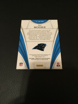 2018 IMMACULATE DJ MOORE RPA ROOKIE NUMBERS 2 COLOR ON CARD AUTO PATCH SSP 8/12 5