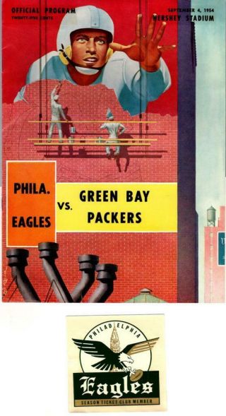 Philadelphia Eagles Vs Green Bay Packers 1954 Program,  Decal