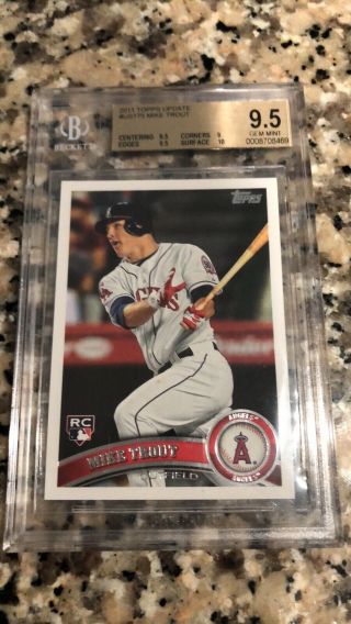 2011 Topps Update Us175 Mike Trout Angels Rc Rookie Bgs 9.  5 W/ 10