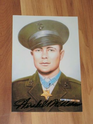 Hershel Williams Signed 4x6 Iwo Jima Flag Photo Medal Of Honor Autograph 1k