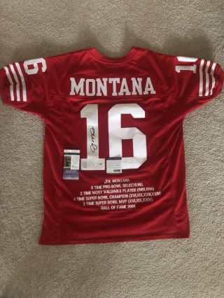 Joe Montana Autographed Pro Style Custom Red Jersey Jsa And Psa Authenticated