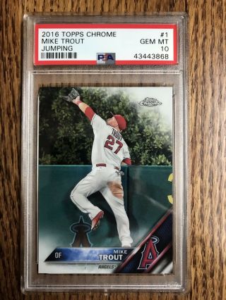 2016 Topps Chrome Mike Trout Jumping 1 Psa 10 Gem Angels