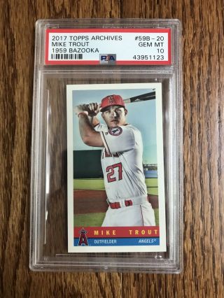 2017 Topps Archives Mike Trout 1959 Bazooka 59b20 Psa 10 Gem Angels 1123