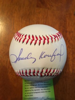 Sandy Koufax Hand Signed Autographed Baseball Dodgers Mlb W/coa