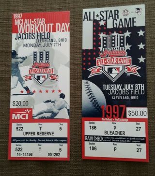 1997 Mlb All - Star Game Ticket,  Workout Day Jacobs Field Cleveland Indians Alomar