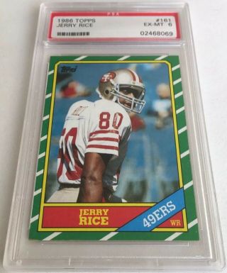 1986 Topps Jerry Rice 161 Rookie Rc San Francisco 49ers Hof Psa 6 Ex - Mt