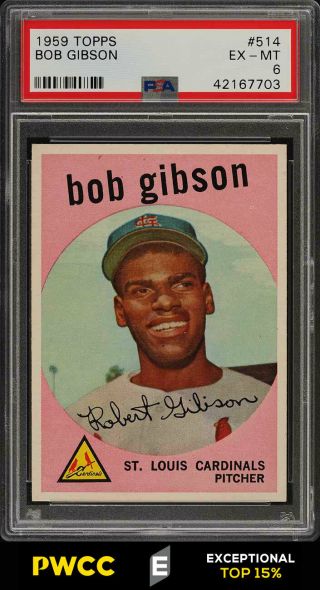 1959 Topps Bob Gibson Rookie Rc 514 Psa 6 Exmt (pwcc - E)