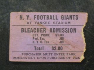 Vintage 1961 York Giants Vs Cleveland Browns Ticket Stub 7 - 7