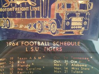 1964 Football Schedule L.  S.  U.  Tigers Home Games Dish SALA Motor Freight Line 5