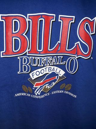 Vintage 90s Buffalo Bills Nfl Graphic T Shirt Blue Size Small Single Stich