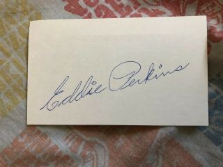 Autographed 3x5 Index Card Boxing Eddie Perkins Deceased