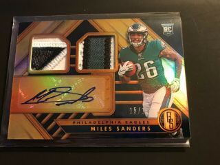 2019 Gold Standard Miles Sanders Rpa 2x Rookie Jersey Patch Auto 15/19 Rc Fotl