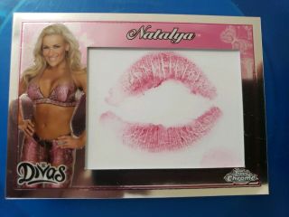 2015 Topps Chrome Wwe Natalya Authentic Kiss Card.  Pink Lipstick.