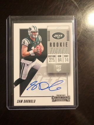 2018 Contenders Sam Darnold Rookie Ticket Variation On Card Auto Rc Jets Ssp