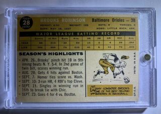 1960 Topps Baseball Card Brooks Robinson H/O/F Baltimore Orioles Near 28 2