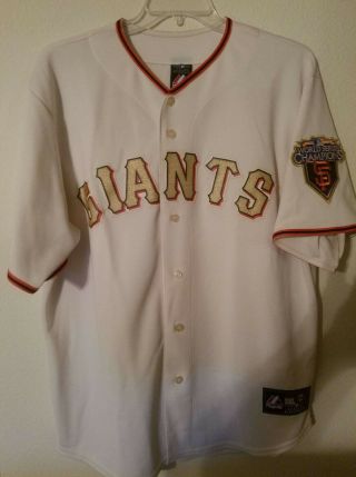 Buster Posey 2010 World Series San Francisco Giants Whitejersey Size Xl Majestic