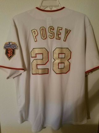 Buster Posey 2010 World Series San Francisco Giants WhiteJersey Size XL Majestic 2