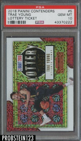 2018 - 19 Panini Contenders Lottery Ticket Trae Young Hawks Rc Rookie Psa 10