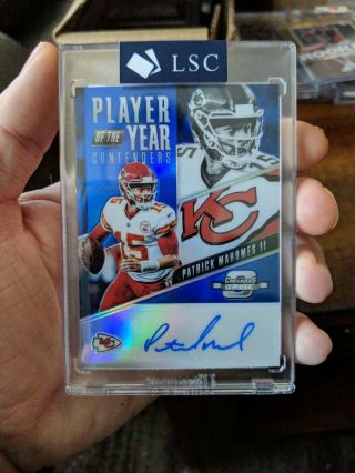 2018 Contenders Optic Patrick Mahomes Ii Player Of The Year Auto Blue 09/15 Ssp