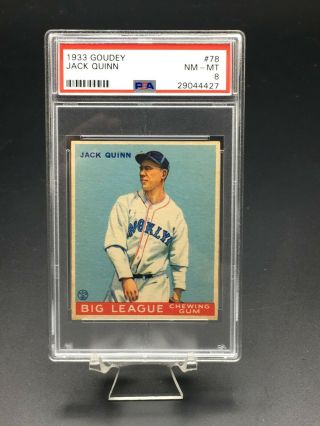 1933 Goudey Baseball Jack Quinn Psa Nm - Mt 8 (only 2 Higher) 78 Brooklyn Dodgers