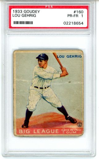 1933 Goudey 160 Lou Gehrig Psa 1