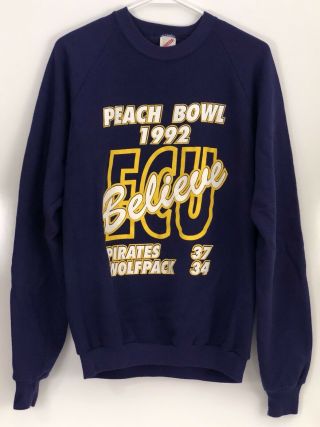 1992 Peach Bowl Ecu East Carolina University Pirates Sweatshirt Jerzees Xl Usa