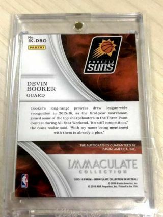 2015 - 16 Panini Immaculate Devin BOOKER Ink Rookie On Card Auto 58/99 2