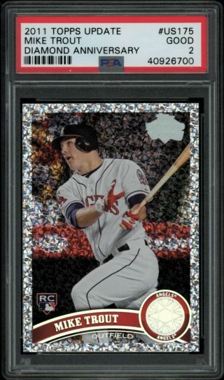 2011 Topps Update Us175 Mike Trout Rookie Diamond Anniversary Psa 2 Good