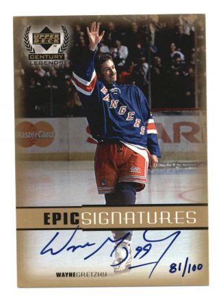 Wayne Gretzky 1999 - 00 Upper Deck Century Legends Epic Signatures Gold Auto /100