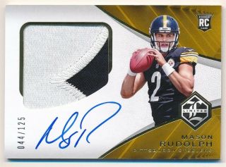 Mason Rudolph 2018 Panini Limited Rc Autograph Steelers 2 Color Patch Auto /125