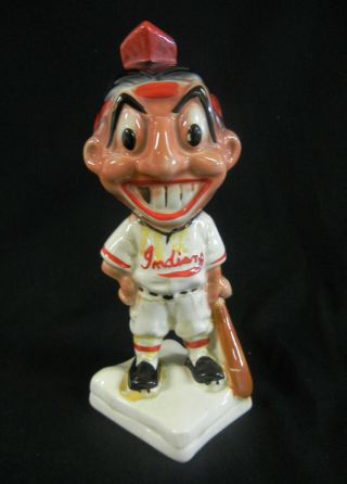 1950s Cleveland Indians Chief Wahoo Gold Tooth Ceramic By Stanford Pottery