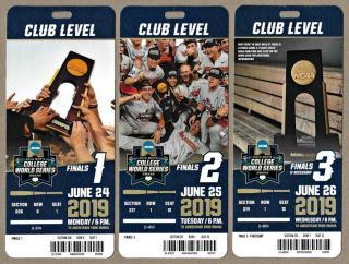2019 College World Series Cws - 3 Finals Tickets - Vanderbilt Vs Michigan - Omaha