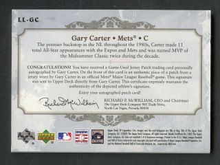 2005 SP Legendary Cuts Lasting Legends Gary Carter Mets 4 - Color Patch AUTO /25 2