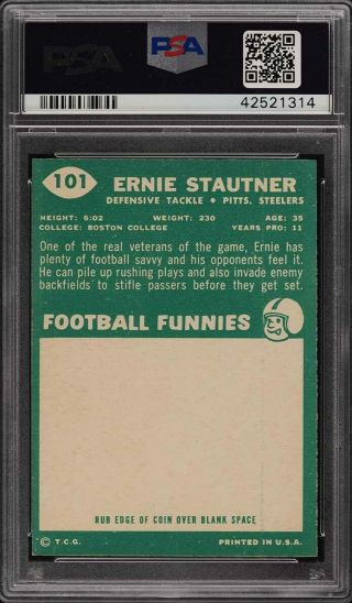 1960 Topps Football Ernie Stautner 101 PSA 8 NM - MT (PWCC) 2