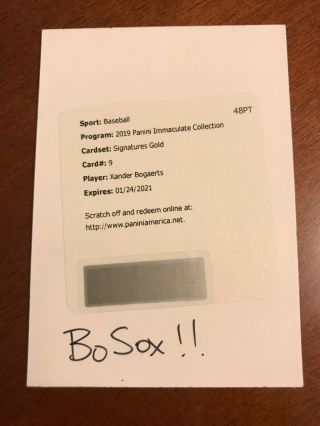 2019 Panini Immaculate Baseball Xander Bogaerts Signatures Gold /25 Redemption
