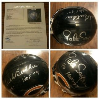Dick Butkus Gale Sayers Signed Autograph Chicago Bears Riddell Helmet Jsa Hof Au