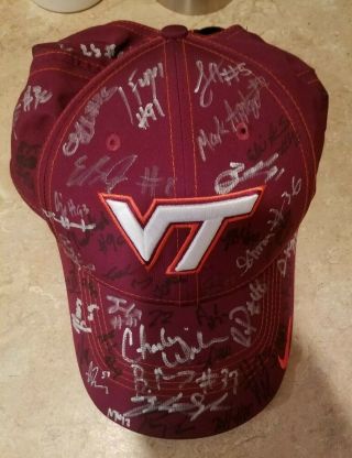 2019 Virginia Tech Hokies Football Team Signed Nike Hat Cap