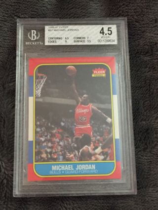 1986 - 1987 Fleer Michael Jordan Chicago Bulls 57 Basketball Card Bgs 4.  5