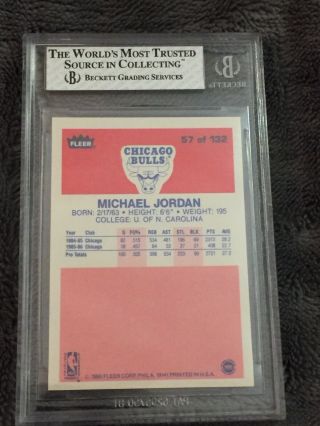 1986 - 1987 Fleer Michael Jordan Chicago Bulls 57 Basketball Card BGS 4.  5 2