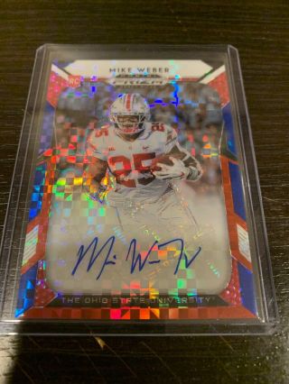 2019 Prizm Draft Auto Rc 139 Mike Weber 22/99 Red White Blue Ohio State Cowboys