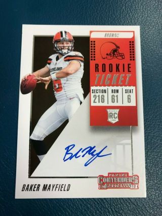 2018 Contenders Baker Mayfield Rookie Ticket Auto Rc Browns Read
