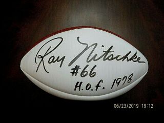 Ray Nitschke Hof Autographed Football Guaranteed Authentic Bv $500