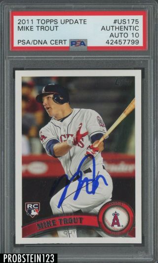 2011 Topps Update Us175 Mike Trout Rc Rookie Psa/dna Psa 10 Auto