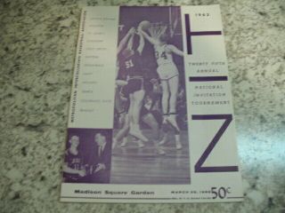3/22/1962 Nit College Basketball Nit Program @msg,  Nyc St.  Johns Vs Duquesne Ex.
